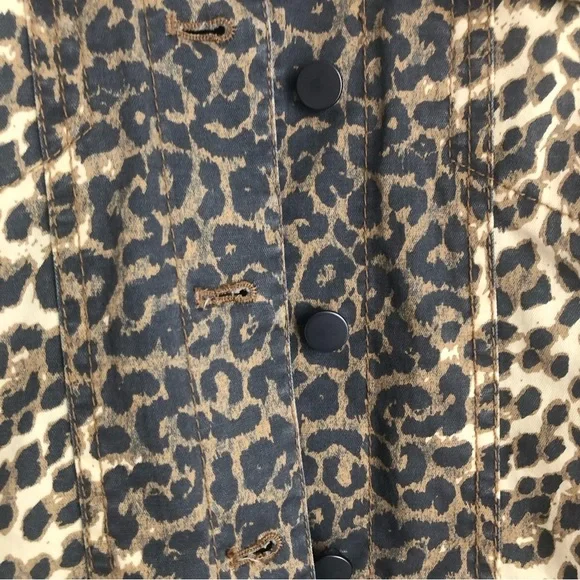 ATM Anthony Thomas Melillo Size Small Leopard-Print Button-Front Denim Jacket - Picture 4 of 11